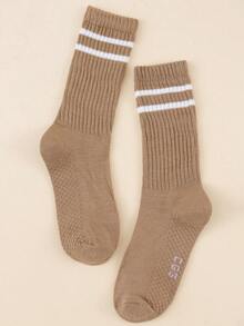 1/3 Pairs Women's Autumn/Winter Maillard Color Palette Versatile Casual Striped Double-Bar College Style Mid-Calf Socks - Multicolor - View 2