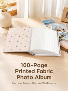 1pc/100 Pages Photo Album, Red Heart Inner Page Memorial Photo Album Book, Memory Preservation Book For Family, Friends And Couples, Home Decor, 6x6 Inches, Home Supplies - Multicolor - View 2
