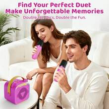 Portable Karaoke Set With 2 Wireless Microphones, Multiple Playback Modes, 5 Sound Effects, Record & Playback Function, Lightweight & Easy To Carry, Ideal For Party, Birthday, Halloween And Christmas - Multicolor - View 7