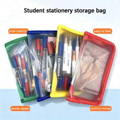 1pc A6 Transparent Pen Pouch, Card Storage Bag, Minimalist Large Capacity, Suitable For Storing Stationery, Stickers, And Other Small Desktop Items, School Supplies, Office Supplies