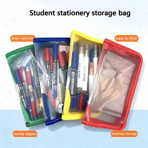 1pc A6 Transparent Pen Pouch, Card Storage Bag, Minimalist Large Capacity, Suitable For Storing Stationery, Stickers, And Other Small Desktop Items, School Supplies, Office Supplies