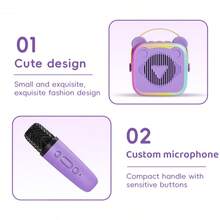 Portable Karaoke Set With 2 Wireless Microphones, Multiple Playback Modes, 5 Sound Effects, Record & Playback Function, Lightweight & Easy To Carry, Ideal For Party, Birthday, Halloween And Christmas - Multicolor - View 9