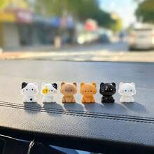 6pcs Creative Cute Mini Cat Car Dashboard Desktop Ornament DIY Car Interior Office Desk Computer Screen Decoration Accessory - Mini Kitten - View 6