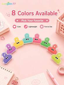 5/10Pcs Random Color Acrylic Paper Clips, Cute Cartoon Expression Binder Clips, Transparent Decorative Journal Clips, Snack Sealing Clips, Back To School Office & Classroom Stationery Gifts For Teens - Multiple Styles - View 11