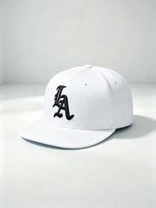 1pc LA Letter Embroidered Flat Brim Baseball Cap, Solid Color Adjustable Casual Street Hip Hop Hat, Unisex - Multiple Styles - View 9