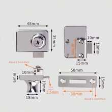 1Set/Metal Single Double Swinging Glass Showcases Door Cabinet Lock With Keys No Drilling Lock Easy To Install Glass Push Door Locks - No-drill Glass Lock - View 3