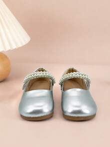 Girls Mary Jane Flats With Instep Strap - Silver - View 7