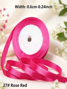 1 Roll 25 Yards 6mm Satin Ribbon, DIY Wedding Christmas Decoration Bow Making Handmade Card Gift Floral Accessories - 0.6cm Satin Ribbon - View 8