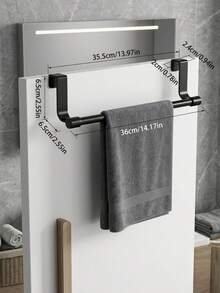 1pc Stainless Steel No-Drill Towel Rack, No-Punch Cabinet Door Hanging Towel Rack, Space-Saving Hanging Storage Organizer, Suitable For Kitchen Cabinets, Bathroom Washcloth Rack, Home Cleaning Cloth Rack, Kitchen Storage Accessories, Kitchen Storage Organizer, Kitchen Decor, Home, Kitchen Storage Organizer, Kitchen Accessories, Kitchen Storage Rack, College Essentials, Kitchen Storage Organizer - Black - View 12