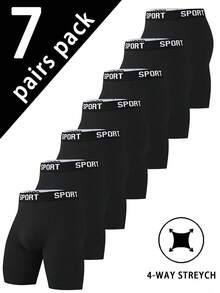 5 Buah Celana Dalam Boxer Pria Katun dengan Slogan Olahraga Tercetak di Pinggang, Lima Warna Polos, Set Pakaian Dalam Kasual Harian Multipack - MultiWarna - View 1