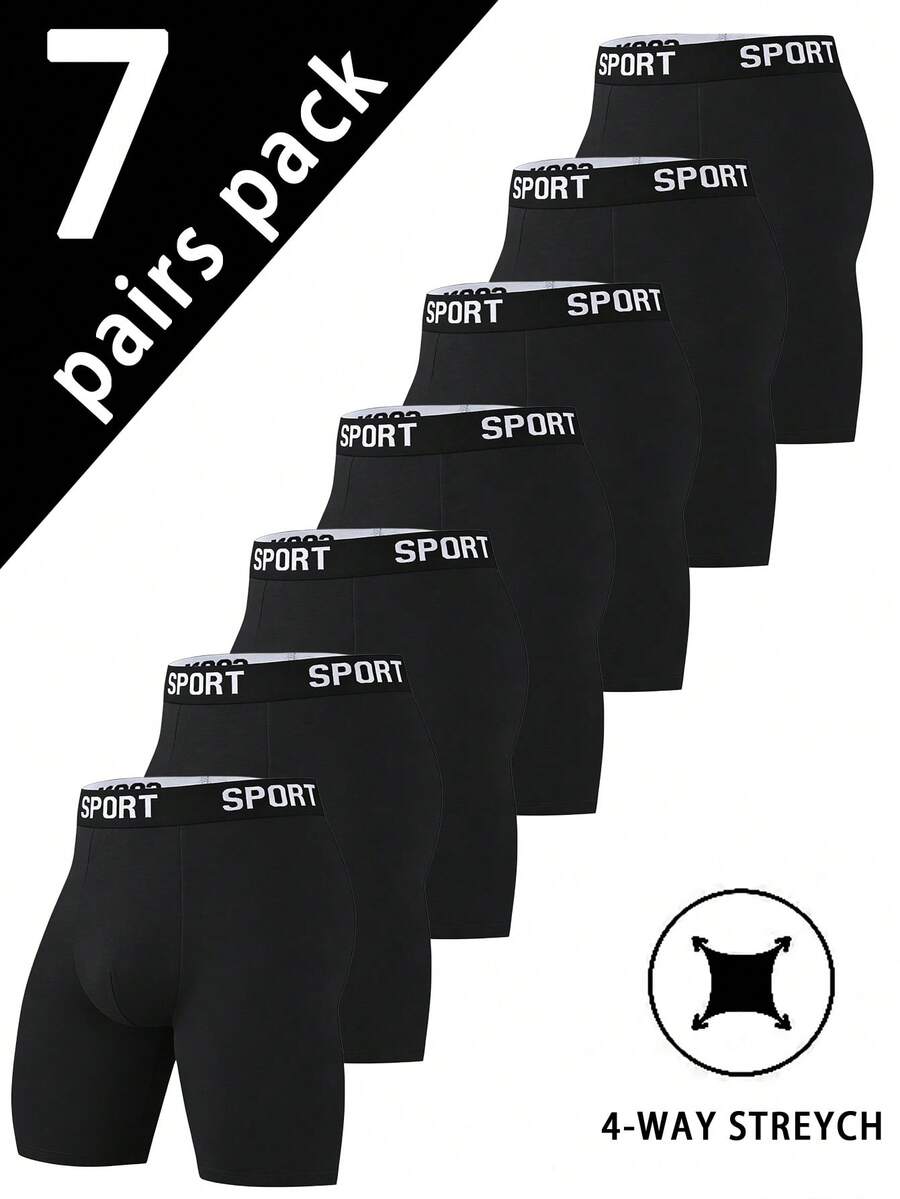 5 Buah Celana Dalam Boxer Pria Katun dengan Slogan Olahraga Tercetak di Pinggang, Lima Warna Polos, Set Pakaian Dalam Kasual Harian Multipack - MultiWarna - View 1