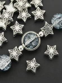 20/30pcs Star Pattern Spacer Beads Alloy Vintage Large Hole Beads Decorative Spacer Beads DIY Jewelry Making Bracelet, Bangle, Necklace, Pendant, Keychain Clothing Accessories And Craft Materials Holiday Gift Beads Set - Spacer Beads - View 3