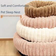 1pc Long Fur Thickened Pet Bed, Warm And Comfortable, Suitable For Large, Medium And Small Pets Indoor Cat Bed Dog Bed - White - View 6