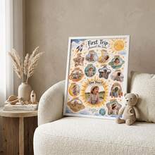 1pc First Trip Around The Sun 1st Birthday Photo Board Space Milestone Poster 12-Month Collage Custom Poster, Bedroom Decor For Adults, Customized Wall Art, Pictures Custom Photo, Customizable Things, Room Decor, Optional Frame. - Multicolor - View 8