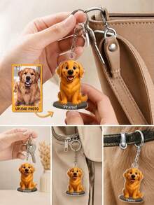 Personalized Custom Keychain, Custom Photo & Pet Name Keyring. Unique Portable Bag Charm, Ideal Sentimental Souvenir Gift For Anyone Who Loves Pets. - Multicolor - View 3