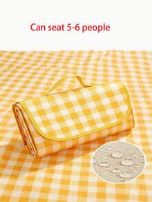 Yellow Plaid Picnic Set - Insulated Cooler Bag With Matching Blanket, Foldable Waterproof Camping Tote Bag, Suitable For Outdoor Travel - A - View 8