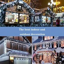 1pc 45/80/96/150LED Icicle String Lights, 8 Lighting Modes, AA Battery Powered, Wedding Garland Fairy Lights, Home Room Decor, Halloween Christmas Decoration - 8-mode AA Icicle Lights - View 11
