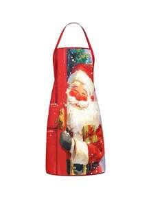 4PCS Christmas Mrs. Claus Apron Set, Funny Santa Costume Print Adjustable Waterproof Kitchen Apron, Holiday Cooking Apron Gift For Women - Multicolor - View 14