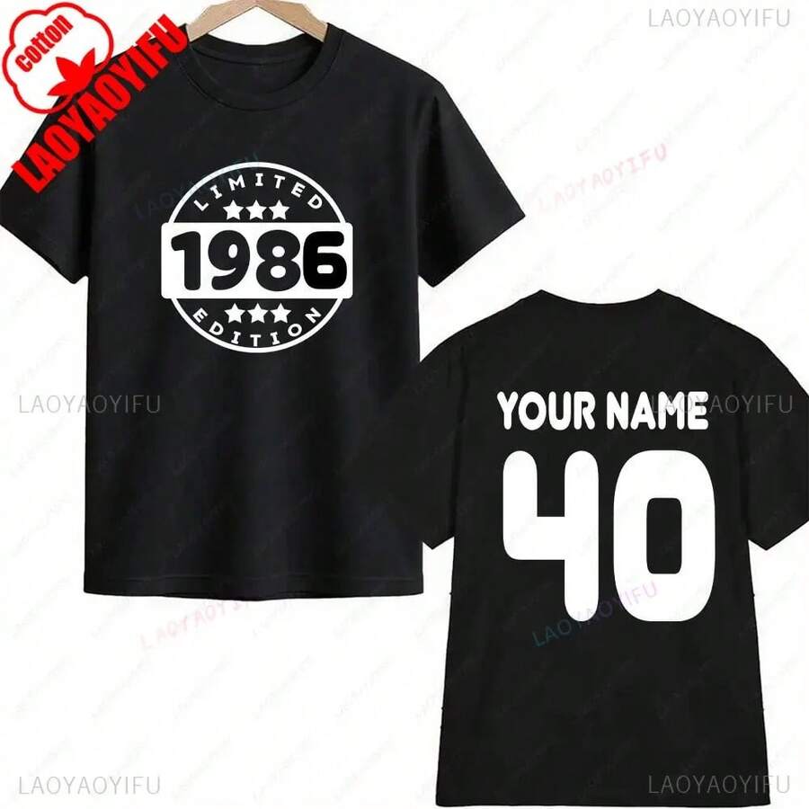 Customized Limited Edition 1986 T-Shirt, 40th Birthday T-Shirt, Personalized Name, Number 40, Celebration Gift, T-Shirts For Men, Women And Youth