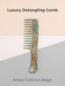 1 buah Sisir Rambut Bergigi Besar dengan Tekstur Marmer, Alat Penata Rambut Anti-Statis, Cocok untuk Rambut Keriting dan Lurus, Aksesori Rambut Portabel untuk Salon dan Sehari-hari, Penting untuk Perjalanan, Liburan, dan Kembali ke Sekolah, Cocok untuk Wanita - MultiWarna - View 1