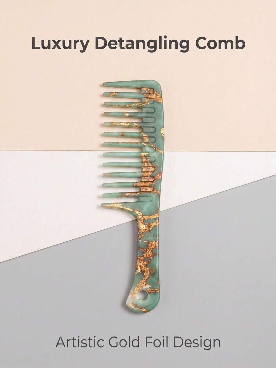 1 buah Sisir Rambut Bergigi Besar dengan Tekstur Marmer, Alat Penata Rambut Anti-Statis, Cocok untuk Rambut Keriting dan Lurus, Aksesori Rambut Portabel untuk Salon dan Sehari-hari, Penting untuk Perjalanan, Liburan, dan Kembali ke Sekolah, Cocok untuk Wanita - MultiWarna - View 1