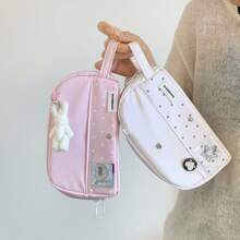 This Polka Dot Shell-Shaped Pencil Case Is Portable And Has A Large Capacity, With Internal Compartments For Organized Storage Of Stationery; It's Also An Ideal Gift For Friends And Family For Christmas, New Year And Other Holidays - Multicolor - View 3