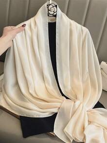 1pc Women's Bohemian Style Fashion Solid Color Printed Viscose Scarf, Spring/Summer Casual Street Hijab Versatile Shawl, Suitable For Daily Wear - Multicolor - View 4