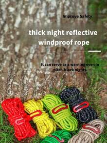 6m 4mm Reflective Tent Guy Rope, Heavy Duty Polyester Windproof Rope With Aluminum Alloy Double Eye Adjustment Buckle, Multi-Color Outdoor Canopy Awning Fixing Rope, Camping Waterproof Tarp Hanging And Binding Use - Multicolor - View 1