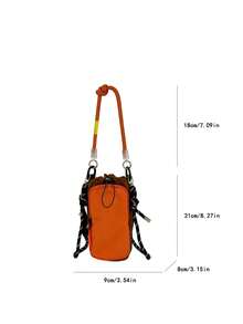 1 pieza Cartera de teléfono colorida de dopamina para mujer, bolso de viaje de verano para mujer, bolso bandolera y de hombro para mujer, bolso de moda con cordón y múltiples bolsillos, material de nailon portátil, puede almacenar cartera de mujer, cosméticos, bolso casual para mujer, adecuado para vacaciones de verano, viaje de negocios, esencial de viaje, bolso de mujer de alta calidad es un gran regalo de vacaciones - Naranja - Ver 7