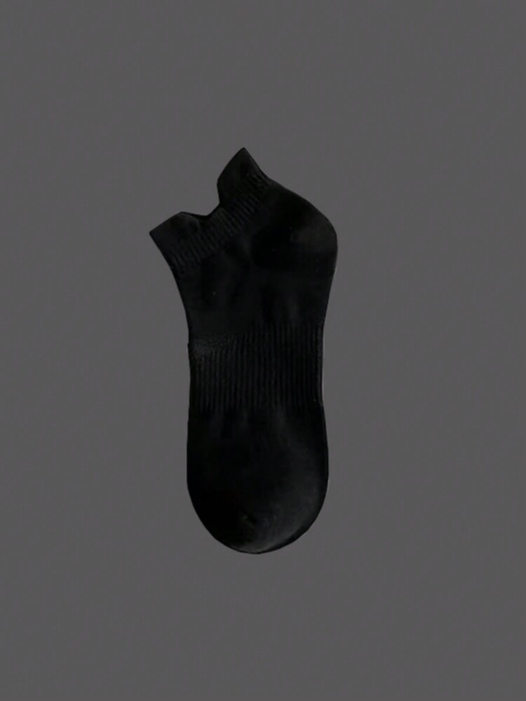 6 Pairs Unisex Sports Socks With Heel Tab Design, Gym, Fall - Black and White - View 9