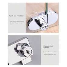 1Set/Metal Single Double Swinging Glass Showcases Door Cabinet Lock With Keys No Drilling Lock Easy To Install Glass Push Door Locks - No-drill Glass Lock - View 5