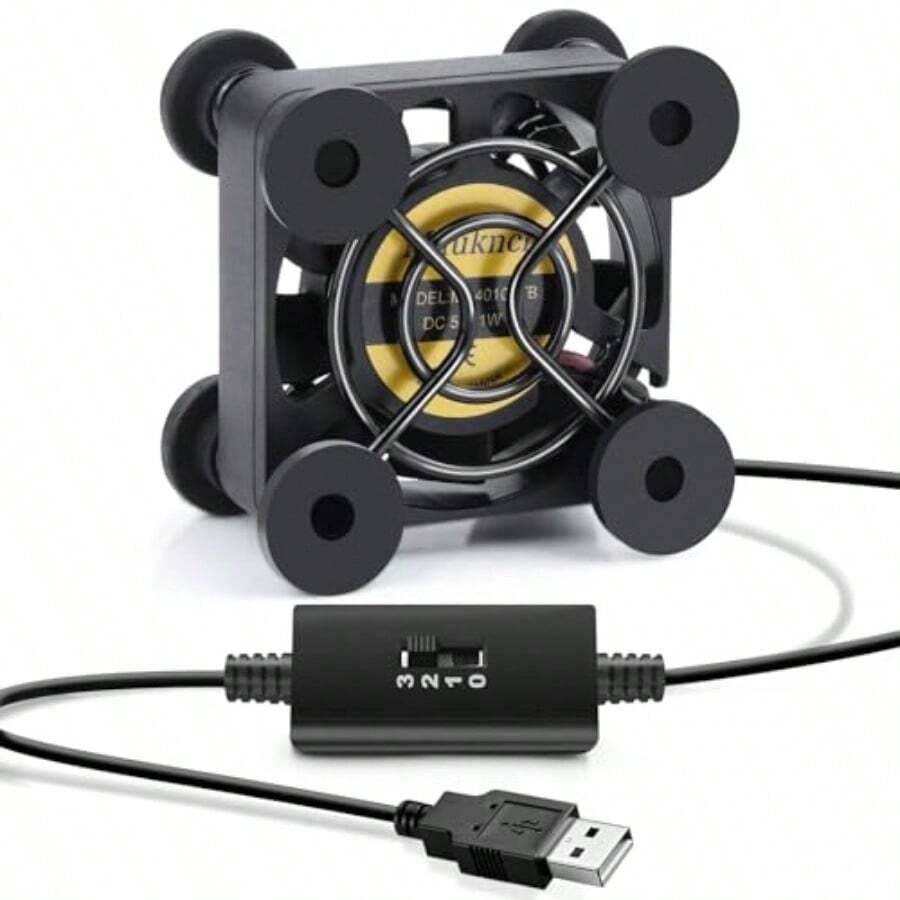 Mauknci 小型ファン 4cm USB ファン 5V 振動防止ゴム足付き ミニ 送風機 冷却 ノートPC  ルーターなどの冷却に対応 - チェックする 1