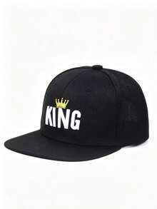 1pc/2pcs Unisex Embroidered 3D King Flat Brim Cap - A - View 15