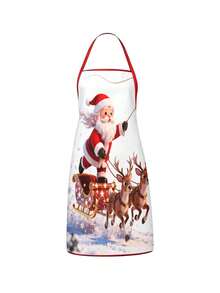 4PCS Christmas Mrs. Claus Apron Set, Funny Santa Costume Print Adjustable Waterproof Kitchen Apron, Holiday Cooking Apron Gift For Women - Multicolor - View 15