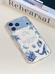 1件金屬透明鯨魚海洋文字圖案手機殼，個性化保護殼，適用於 iPhone 16 Pro Max/17/16/15/14/13/12/11/Air - 彩色 - 查看 5