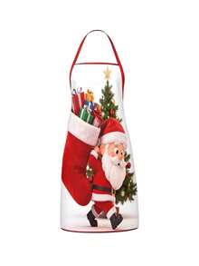 2Pcs Christmas Tree Snowman Print Apron Set, Holiday Kitchen Cooking Baking Aprons For Xmas Party Home Decor GiftSnowman Print Holiday Cooking Baking Aprons For Christmas Party Decoration - Multicolor - View 6
