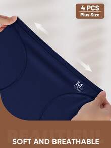 4pcs Women Plus Size High Waist Panties Triangle Briefs Tummy Control Shaping Elastic Soft Breathable - Multicolor - View 6