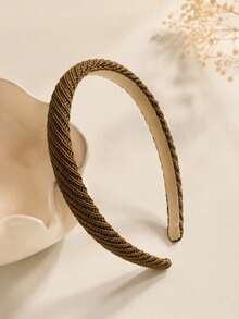 1pc Girls Maillard Color Fine Knit Fashionable Elegant Minimalist High Crown Headband Suitable For Daily Wear - Multicolor - View 7
