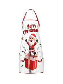 4PCS Christmas Mrs. Claus Apron Set, Funny Santa Costume Print Adjustable Waterproof Kitchen Apron, Holiday Cooking Apron Gift For Women - Multicolor - View 7