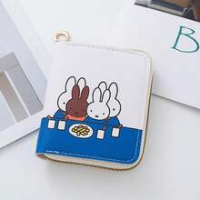 1pc Miffy Rabbit Kawaii Flower White Rabbit Printed Zipper Wallet, Small PU Leather Slot Coin Wallet With Keychain, Portable Mini Multi Card Slot Storage Bag, Suitable For Daily Cash Card Storage Of Women And Girls. - Multicolor - View 8