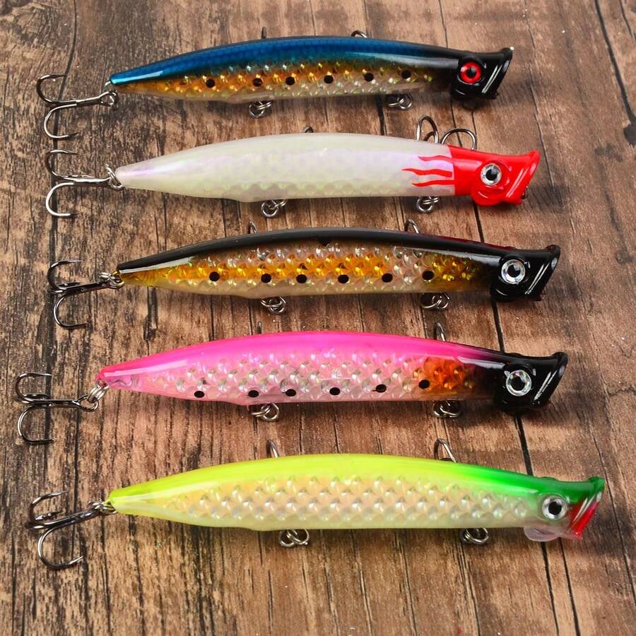 5pcs Floating Wave Craw Lure Set, Laser Reflective Hard Baits, Surface Fishing Lures For Bass And Perch, Long Casting Fishing Lure Combination - Multicolor - View 1