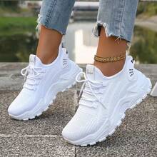 Women'S Sneakers, Stylish Walking Shoes, Lightweight Casual Shoes, Road Running Shoes, Non-Slip Breathable Tennis Shoes, Mesh Air-Cushioned Sneakers - White - View 10