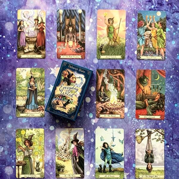 Daily Witch Tarot Cards: 78 Cards, Simplified Version Without Instructions, Perfect For Those Who Enjoy Exploring Witch-Themed Divination Activities, Showcasing Mysterious Magic, Suitable For Beginners And Enthusiasts, Divination And Fortune Prediction, Spiritual Exploration And Destiny Seeking, Halloween, Christmas, Thanksgiving