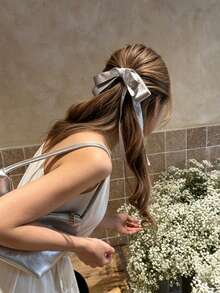 女款法式芭蕾風銀色蝴蝶結緞帶水鑽髮夾 頭飾髮飾 適合日常居家校園海灘度假通勤派對聚會節日生日禮物返校季大學風新年情人節母親節禮物婚禮季新娘音樂節春夏秋冬 - 銀色 - 查看 3