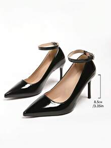 2026 Women's French Style Pointed Toe Slingback Pumps With Wedge Mid Heel, Elegant Elegant, Slimming Hollow Design Work Shoes - Black - View 8