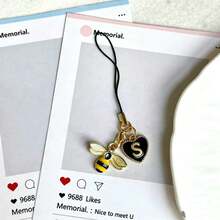1pc DIY Letter Bee Phone Chain Pendant, Personalized CCD Camera Keychain, Cute INS Style Phone Charm - Multicolor - View 11