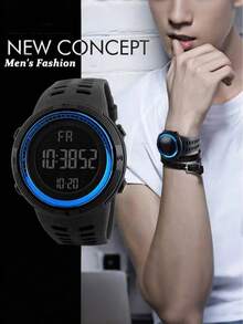 Boys LED Digital Watch Set (2pcs), With Stopwatch, Alarm, Day Of Week, Date And LED Display Functions, Multi-Functional Suitable For Military Style And Outdoor Activities - Multicolor - View 4