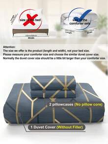 2/3件組幾何印花被套組，柔軟透氣防起球床上用品，抗皺可機洗，不含被芯，四季舒適，適用單人/雙人/Queen/King床，多色可選，臥室裝飾，情人節禮物 - 彩色 - 查看 12