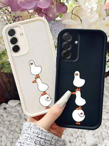 1 buah Casing Ponsel Motif Tangga Mata Ketiga 3 Bebek, Bingkai Kulit Hitam, Pelindung TPU Lembut Tahan Guncangan, Kompatibel dengan Ponsel GALAXY, HONOR - Hitam - View 3