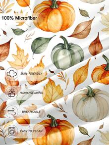 1pc Halloween Thanksgiving Leaf Pumpkin Print Fitted Sheet (Fitted Sheet Only), Machine Washable Durable Fitted Sheet, Autumn Holiday Bedroom Decor, Suitable For King/Queen/Full/Twin Size, Applicable For Home, Dorm, Apartment, Guest Room, Rental And Gift - Multicolor - View 7